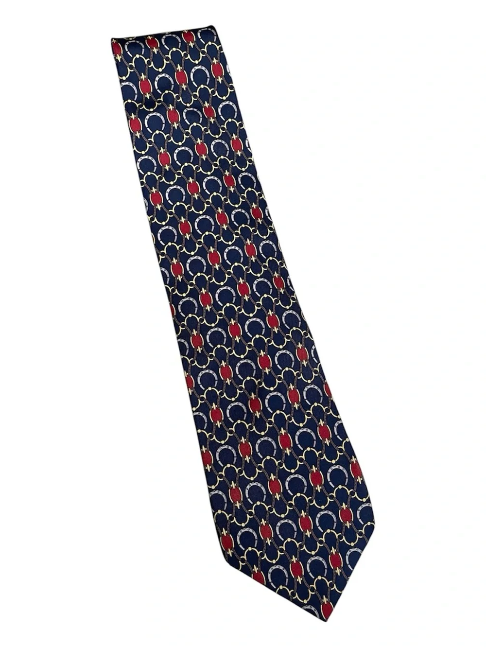 Paolo Gucci Vintage Silk Tie Red Blue Double Snaffle Bit VINTAGE Hand Finished